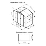 Casuta / magazie de gradina premium metalica, MESTERINO Evan-A, Gri/Bej, dimensiuni 213x131x192 cm, cu usi culisante si baza metalica