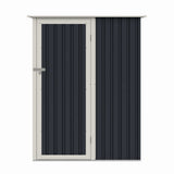 Casuta / magazie de gradina premium metalica, MESTERINO Joy-A, Gri/Bej, dimensiuni 143x89x186 cm, cu usa cu balama si baza metalica