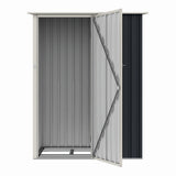 Casuta / magazie de gradina premium metalica, MESTERINO Joy-A, Gri/Bej, dimensiuni 143x89x186 cm, cu usa cu balama si baza metalica