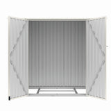 Casuta / magazie de gradina premium metalica, MESTERINO Joy-B, Gri/Bej, dimensiuni 222x149x194 cm, cu usi cu balama si baza metalica