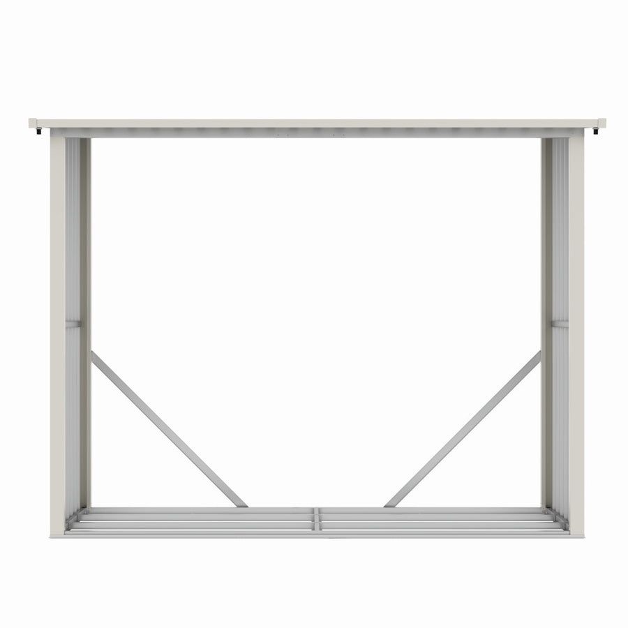 Magazie de lemne, pentru depozitare ideala, din metal zincat vopsit MESTERINO WA-B, Gri/Bej, dimensiuni 242x89x190 cm