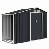 Casuta / magazie de gradina premium metalica, MESTERINO Luke-A, Gri/Bej, dimensiuni 278x131x195 cm, cu usi culisante si baza metalica