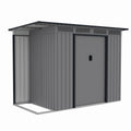 Casuta / magazie de gradina premium metalica, MESTERINO Chester-A, Gri/Bej, dimensiuni 257x142x184 cm, cu usi culisante si baza metalica