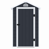 Casuta / magazie de gradina premium, panel plastic si ranforsare metal, MESTERINO AVE-B, Gri, dimensiuni 134x192x204 cm, usa cu balama, baza metalica