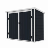 Casuta / magazie de gradina premium, panel plastic si ranforsare metal, MESTERINO Colin-A, Gri/Bej, dimensiuni 199x90x149 cm, usi cu balama, baza metalica