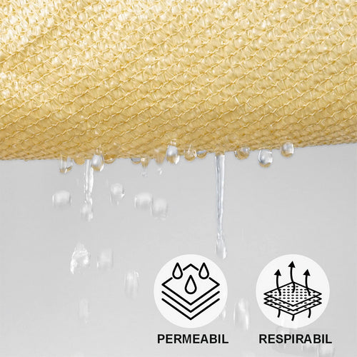 Umbrar/prelata de soare triunghi din PE, MESTERINO PE180030303 3 m X 3 m X 3 m, densitate 180g/mp, culoare bej, protectie UV