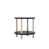 Masuta Cafea Rotunda Lemn Picioare Metalice Design Modern Gri Antracit - imagine principala