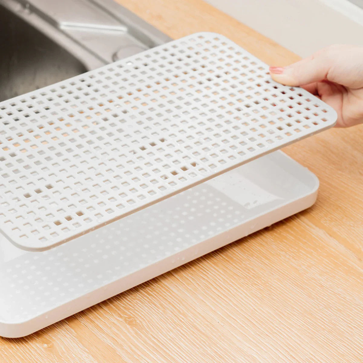 Tava multifunctionala cu sistem de scurgere pentru bucatarie si baie, 38 x 22.4 x 2.3 cm