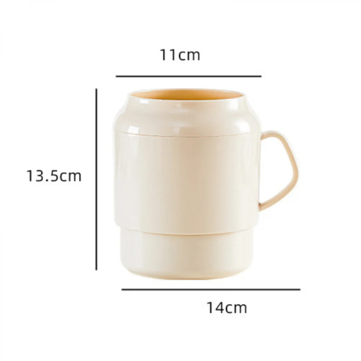 Suport ustensile bucatarie cu scurgere de tip cana, 13.5 cm x 11 cm, 14 cm, bej