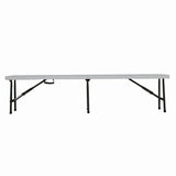 Set masa pliabila 4 persoane din otel cu HDPE 180x70x74 cm + doua banci pliabile din otel si HDPE 183x28x43cm, MESTERINO FURNITURE KJC2061-SET, culoare alba