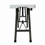 Set masa pliabila 4 persoane din otel cu HDPE 180x70x74 cm + doua banci pliabile din otel si HDPE 183x28x43cm, MESTERINO FURNITURE KJC2061-SET, culoare alba