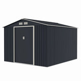 Casuta / magazie de gradina metalica MESTERINO Archer-Plus-E gri/bej 277x322x213 cm, usi culisante, baza metalica CADOU