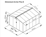 Casuta / magazie de gradina metalica MESTERINO Archer-Plus-E gri/bej 277x322x213 cm, usi culisante, baza metalica CADOU