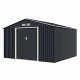 Casuta / magazie de gradina metalica MESTERINO S1001-G gri/bej 321x301x205 cm, usi culisante, baza metalica CADOU