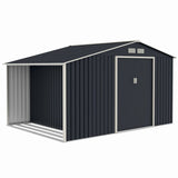 Casuta / magazie de gradina metalica MESTERINO Luke-C, gri/bej, 342x259x203 cm, cu usi culisante, baza metalica CADOU