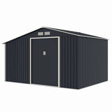 Casuta / magazie de gradina metalica MESTERINO Luke-C, gri/bej, 342x259x203 cm, cu usi culisante, baza metalica CADOU