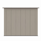 Casuta / magazie de gradina din polietilena HDPE Mesterino HUME-A, usi si acoperis maro, pereti gri antracit, 254x254x230 cm, cu podea din plastic HDPE, cinci carlige si doua polite CADOU