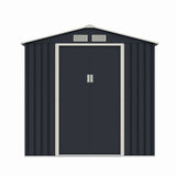 Casuta / magazie de gradina metalica MESTERINO Archer-Plus-C-3, gri/bej, 213x322x205 cm, cu usi culisante, baza metalica CADOU
