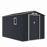 Casuta / magazie de gradina metalica MESTERINO Archer-Plus-C-3, gri/bej, 213x322x205 cm, cu usi culisante, baza metalica CADOU