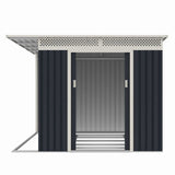 Casuta / magazie de gradina metalica MESTERINO Chester-C, gri/bej, 257x269x187 cm, cu usi culisante, baza metalica CADOU