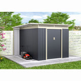 Casuta / magazie de gradina metalica MESTERINO Chester-C, gri/bej, 257x269x187 cm, cu usi culisante, baza metalica CADOU