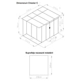 Casuta / magazie de gradina metalica MESTERINO Chester-C, gri/bej, 257x269x187 cm, cu usi culisante, baza metalica CADOU