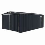 Garaj / depozit metalic MESTERINO S1004-C, gri/bej, 380x540x232 cm, cu usa dubla