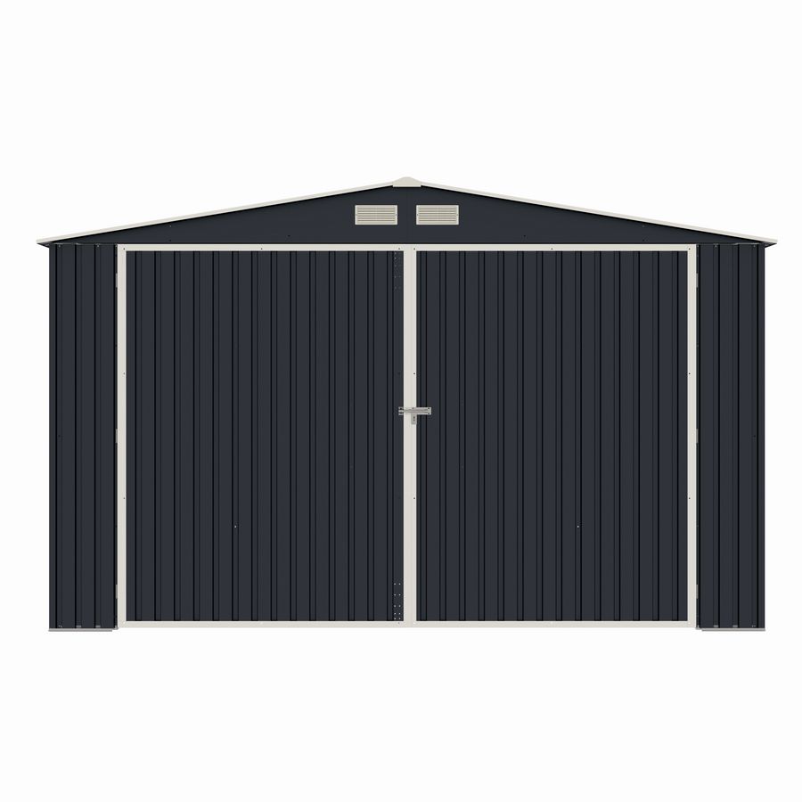 Garaj / depozit metalic MESTERINO S1004-C, gri/bej, 380x540x232 cm, cu usa dubla