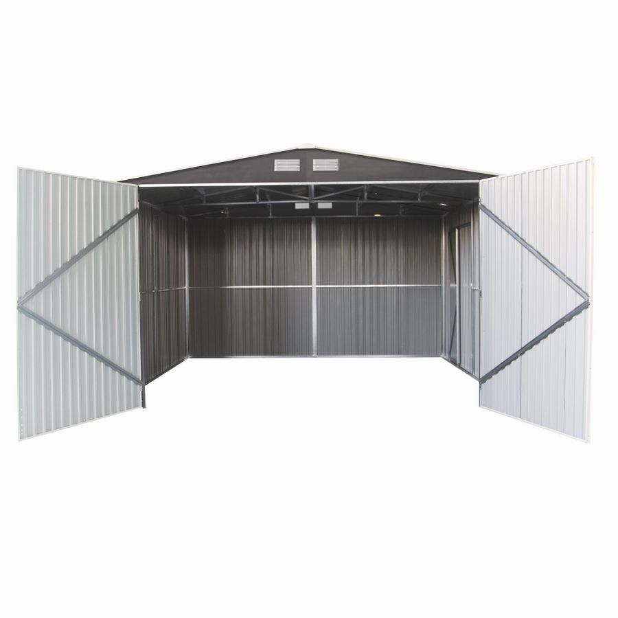 Garaj / depozit metalic MESTERINO S1004-C, gri/bej, 380x540x232 cm, cu usa dubla