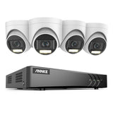Sistem performant de supraveghere video ANNKE DW81KN+CR1CW*4, DVR 8 canale Hibrid, 4 camere tip Turret interior/exterior 5MP, Ultra HD/2k+, lumina duala IR si alba, vedere nocturna, audio, rezistent la intemperii