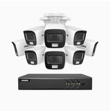 Sistem performant de supraveghere video ANNKE DW81KN+CR1CV*8, DVR 8 canale hibrid, 8 camere tip Bullet interior/exterior, 5MP, Ultra HD/2k+, lumina duala IR si alba, vedere nocturna, audio, rezistent la intemperii