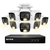 Sistem performant de supraveghere video ANNKE DW81KN+CR1CV*8, DVR 8 canale hibrid, 8 camere tip Bullet interior/exterior, 5MP, Ultra HD/2k+, lumina duala IR si alba, vedere nocturna, audio, rezistent la intemperii