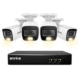 Sistem performant de supraveghere video ANNKE DW81KN+CR1CV*4, DVR 8 canale Hibrid, 4 camere tip Bullet interior/exterior 5MP, Ultra HD/2k+, lumina duala IR si alba, vedere nocturna, audio, rezistent la intemperii
