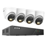 Sistem performant de supraveghere video ANNKE N98PBL+I51EM*4, PoE, NVR 8 canale, 4 camere tip Turret interior/exterior 5MP, Ultra HD/2k+, vedere nocturna IR, audio, rezistent la intemperii