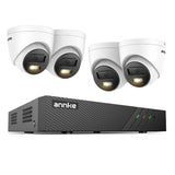 Sistem performant de supraveghere video ANNKE N98PBL+I51EM*4, PoE, NVR 8 canale, 4 camere tip Turret interior/exterior 5MP, Ultra HD/2k+, vedere nocturna IR, audio, rezistent la intemperii