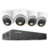 Sistem performant de supraveghere video ANNKE N98PBL+I51EM*4, PoE, NVR 8 canale, 4 camere tip Turret interior/exterior 5MP, Ultra HD/2k+, vedere nocturna IR, audio, rezistent la intemperii