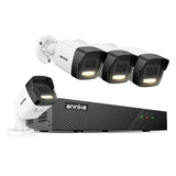 Sistem performant de supraveghere video ANNKE N98PBL+I51EL*4, PoE, NVR 8 canale, 4 camere tip Bullet interior/exterior 5MP, Ultra HD/2k+, vedere nocturna IR, audio, rezistent la intemperii
