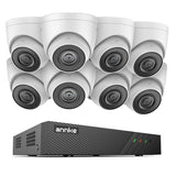 Sistem performant de supraveghere video ANNKE N98PBL+I51DS*8, PoE, NVR 8 canale, 8 camere tip Turret interior/exterior 5MP, Ultra HD/2k+, vedere nocturna IR, audio, rezistent la intemperii