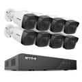 Sistem performant de supraveghere video ANNKE N98PBL+I51DL*8, PoE, NVR 8 canale, 8 camere tip Bullet interior/exterior 5MP, Ultra HD/2k+, vedere nocturna IR, audio, rezistent la intemperii