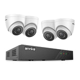 Sistem performant de supraveghere video ANNKE N98PBL+I51DS*4, PoE, NVR 8 canale, 4 camere tip Turret interior/exterior 5MP, Ultra HD/2k+, vedere nocturna IR, audio, rezistent la intemperii