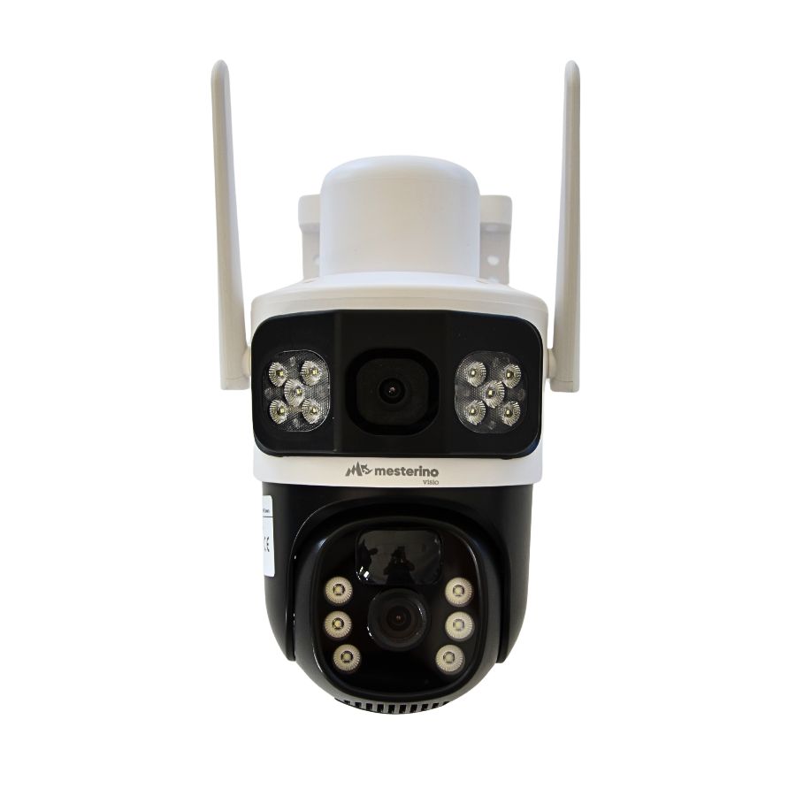 Camera de supraveghere WI-FI MESTERINO VISIO MT-IP7364-WF, cu panou solar, 4MP, doua camere, senzor de miscare, PTZ, by ENSTER