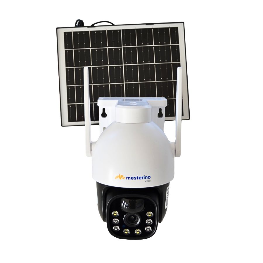 Camera de supraveghere cu cartela SIM MESTERINO VISIO MT-IPE7284-4G, cu panou solar, 4MP, senzor de miscare, PTZ, by ENSTER