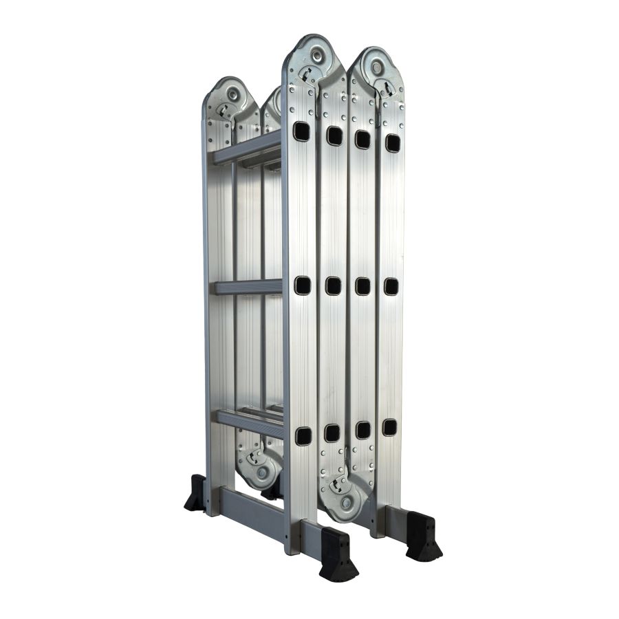 Scara multifunctionala din aluminiu cu balama 4X3 trepte MESTERINO TOOLS MTJL201-4X3, 3.6 metri, greutate maxima 150 kg