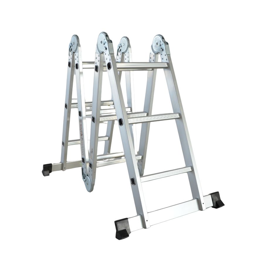 Scara multifunctionala din aluminiu cu balama 4X3 trepte MESTERINO TOOLS MTJL202-4X3, 3.55 metri, greutate maxima 150 kg