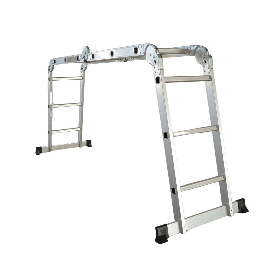 Scara multifunctionala din aluminiu cu balama 4X3 trepte MESTERINO TOOLS MTJL202-4X3, 3.55 metri, greutate maxima 150 kg