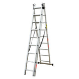 Scara combinata din aluminiu 3X9 trepte MESTERINO TOOLS MTJL207-3X9, 5.93 metri, greutate maxima 150 kg