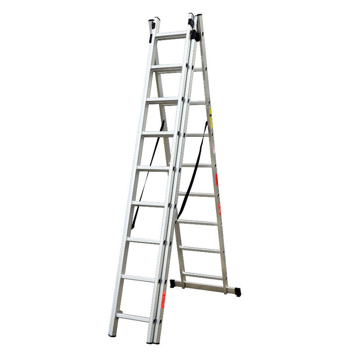 Scara combinata din aluminiu 3X9 trepte MESTERINO TOOLS MTJL207-3X9, 5.93 metri, greutate maxima 150 kg