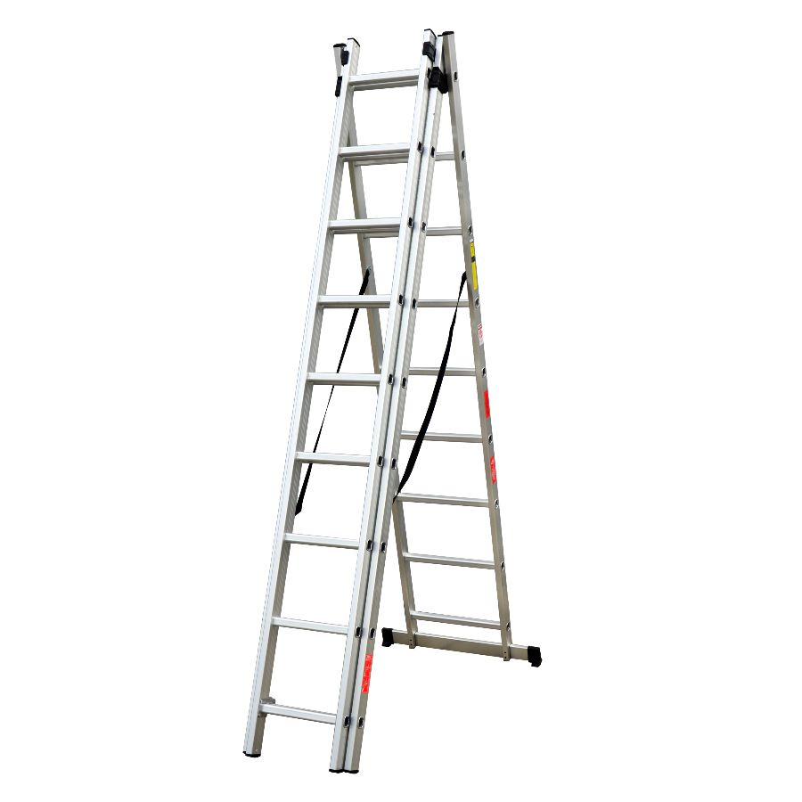 Scara combinata din aluminiu 3X9 trepte MESTERINO TOOLS MTJL207-3X9, 5.93 metri, greutate maxima 150 kg
