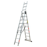 Scara combinata din aluminiu 3X9 trepte MESTERINO TOOLS MTJL207-3X9, 5.93 metri, greutate maxima 150 kg
