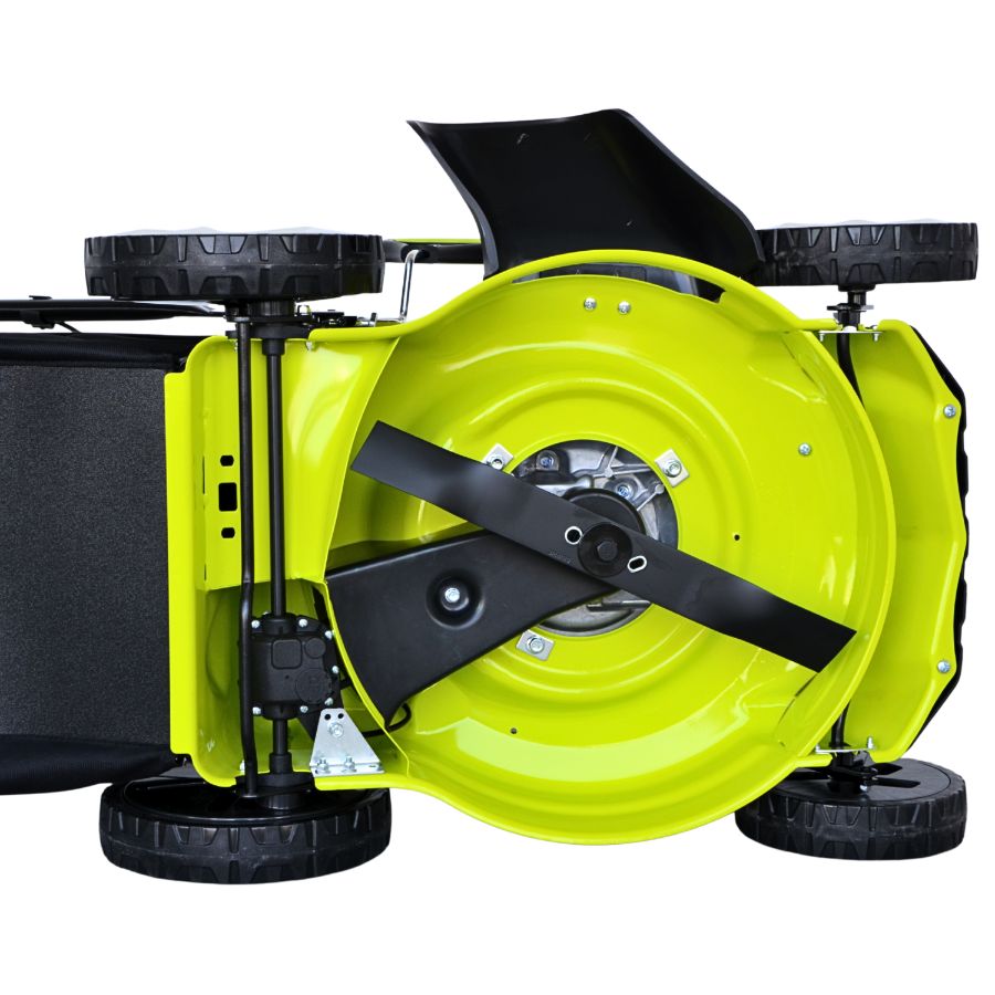 Masina tuns iarba/gazon autopropulsata MESTERINO BJXPM51-196, motor LONCIN 4 timpi, 5.5 cai, sasiu metal, latime taiere 51 cm, 8 nivele de taiere, sac colector 60 litri, evacuare lateral si mulcire